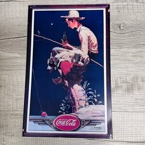 The Coca Cola Co. Coke Metal Sign Rockwell Norman 15" x 9.5" 1989 US Collectible